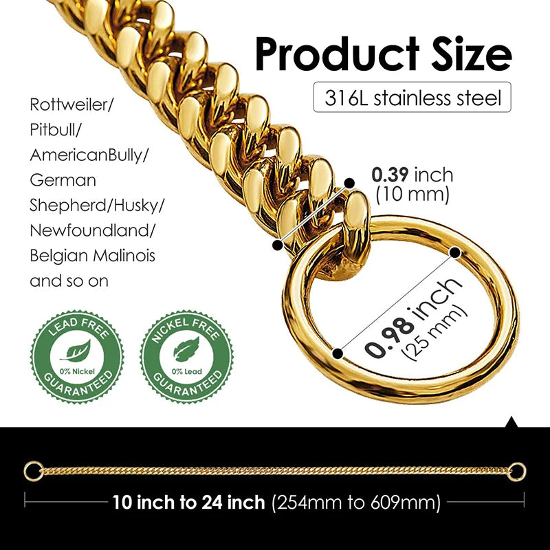 Stainless Steel Chain Dog Collar With Quick Release Link