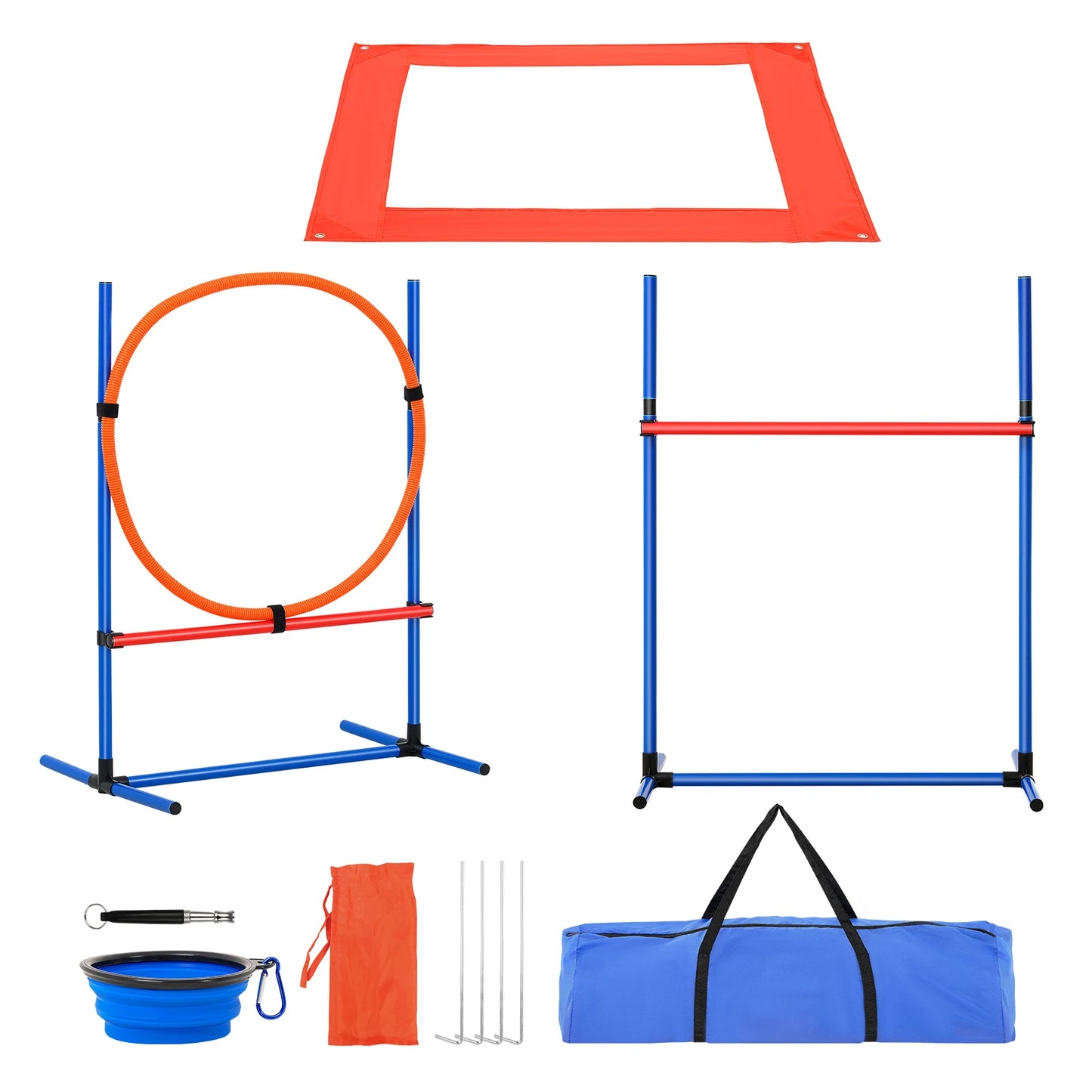 SucceBuy Dog Agility Training Equipment Four-Piece Set with Adjustable Hurdles