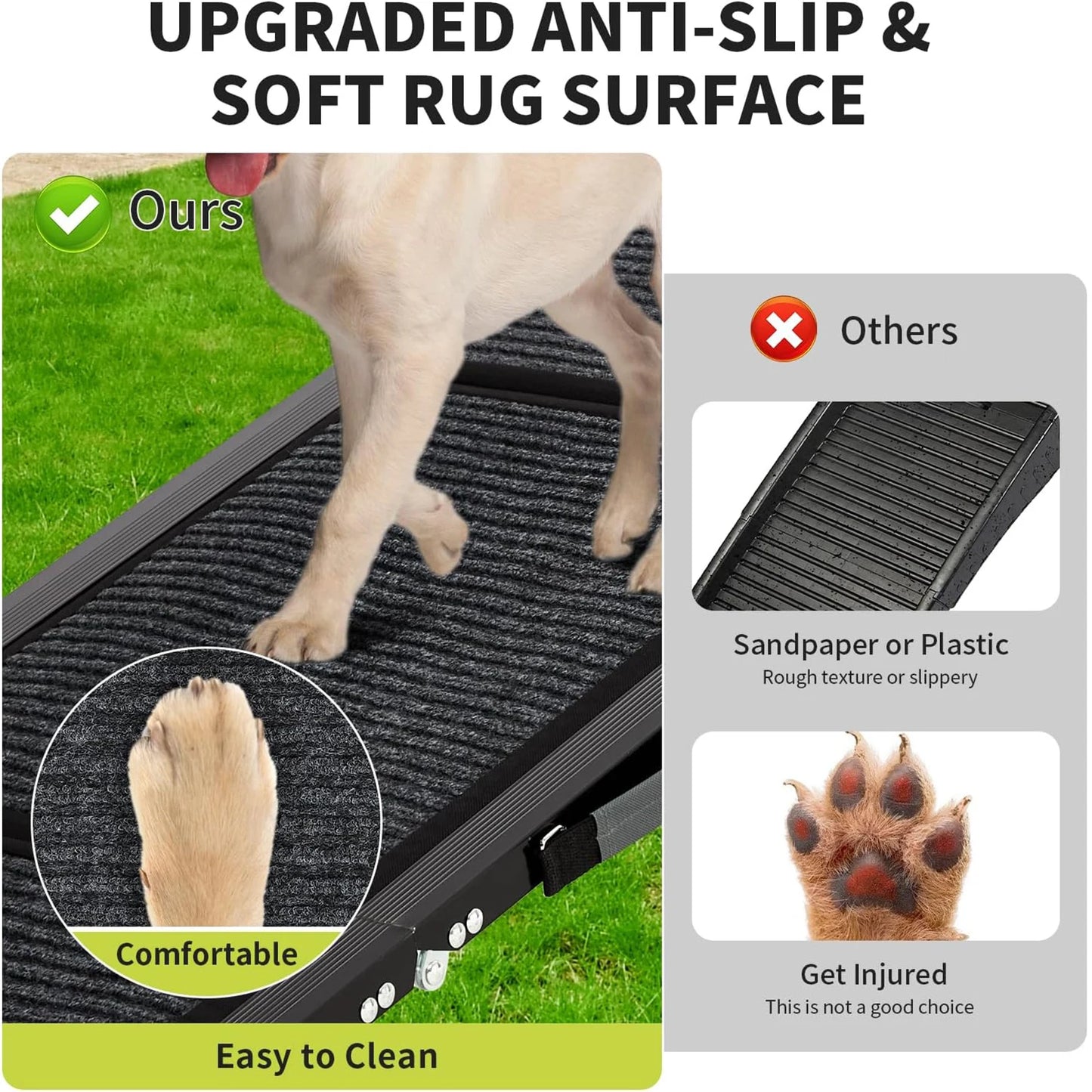 HiMISS Upgraded Folding Dog Ramp For Cars Non Slip Surface 250 Lbs