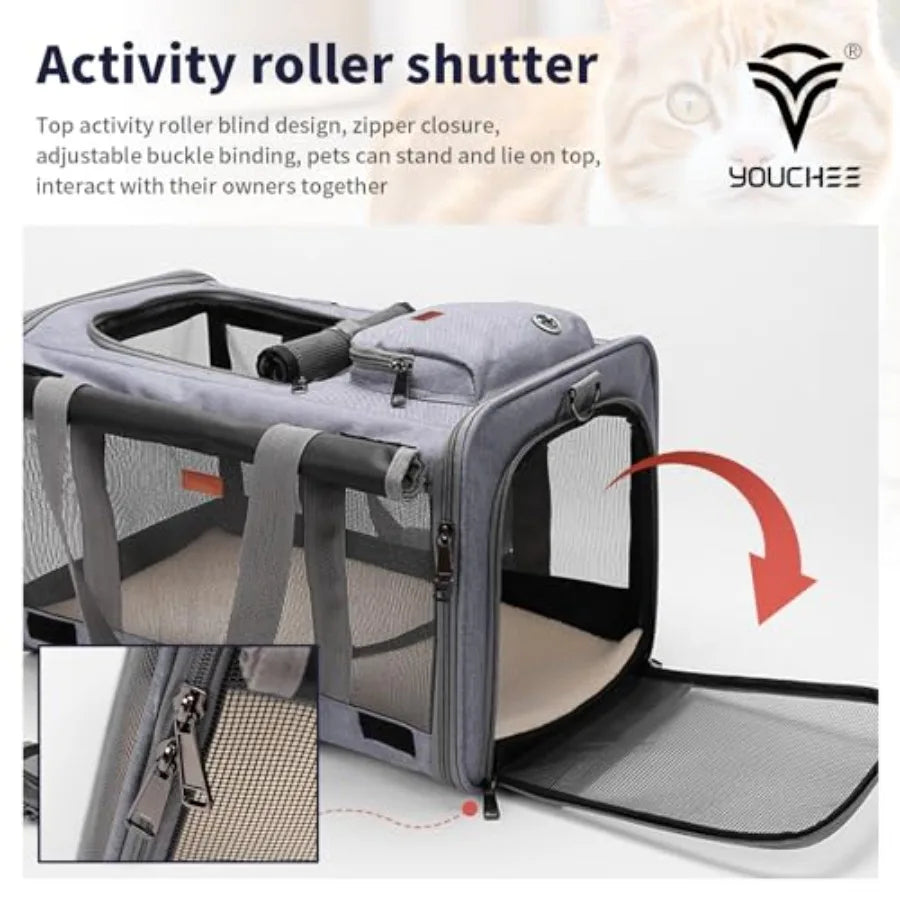 Soft Sided Collapsible Pet Carrier For Cats And Dogs