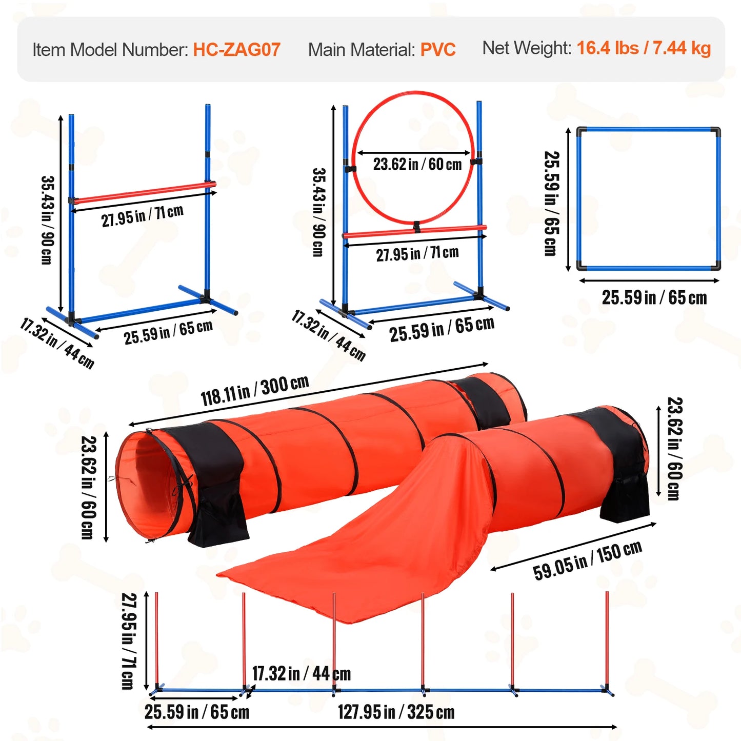 SucceBuy Dog Agility Training Kit Adjustable High Hurdles Weave Poles