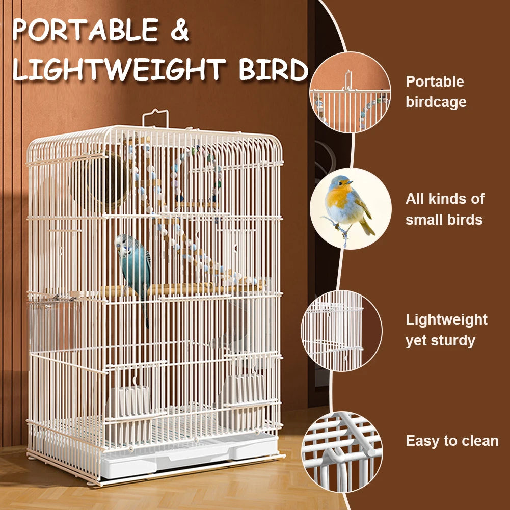 Wrought Iron Bird Cage Portable Parrot Cage With Removable Tray
