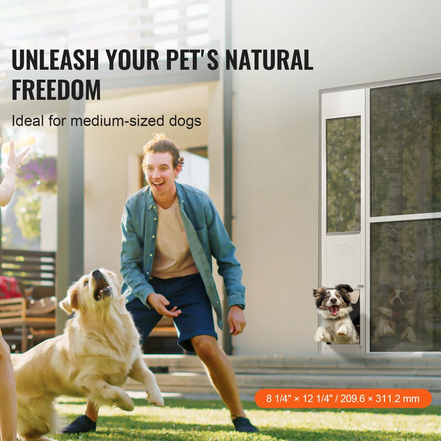 SucceBuy Dog Door For Sliding Glass Door Aluminum Frame