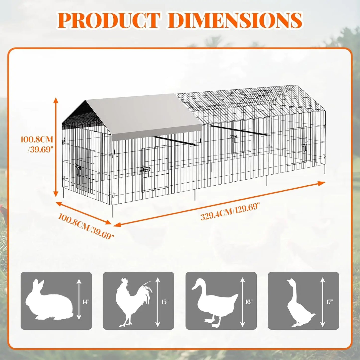 Himiss Metal Chicken Coop With Walk In Door And Cover