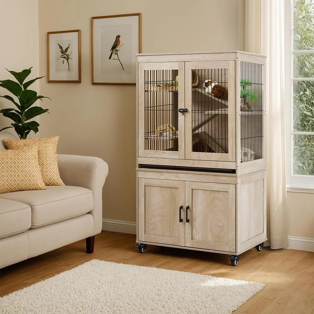 Multi Level Small Animal Cage With Ramps Platforms Wheels
