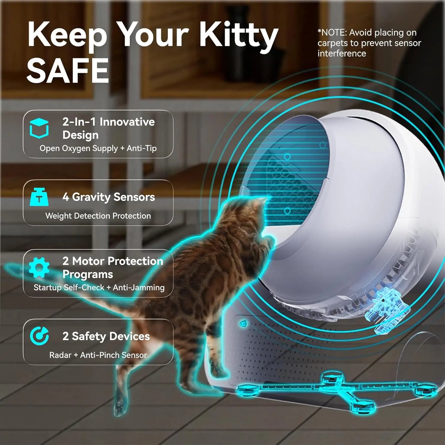 Automatic Self Cleaning Cat Litter Box With App Odor Control