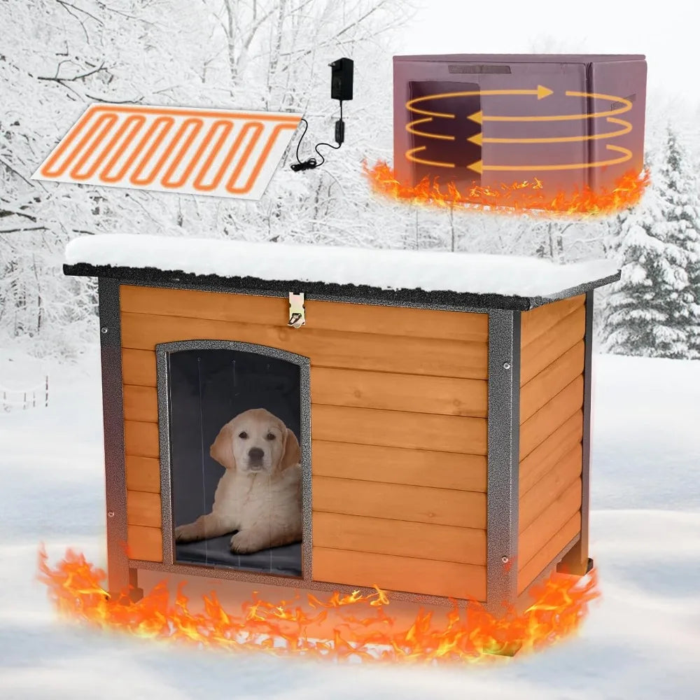 Outdoor Heated Dog House With Anti Chew Frame Insulated Shelter