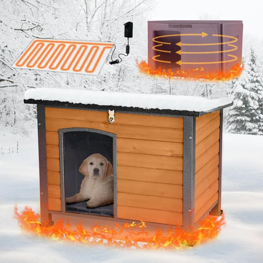 Outdoor Heated Dog House With Anti Chew Frame Insulated Shelter
