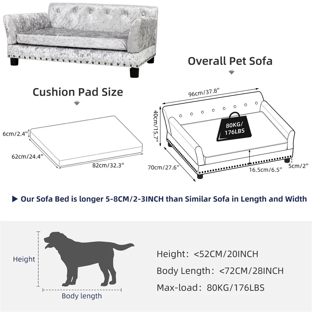Borwart Heavy Duty Pet Sofa Raised Bed Cushioned Dog Cat Lounge