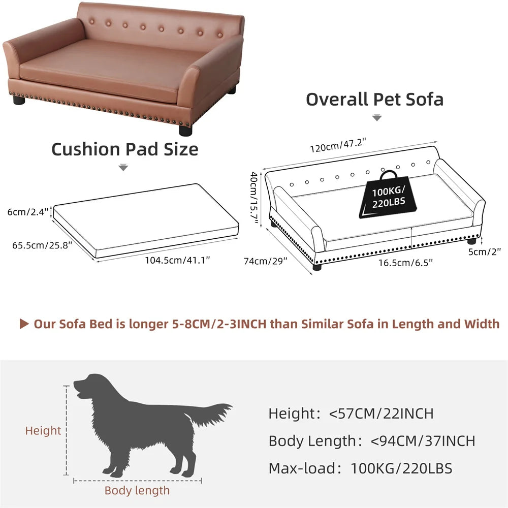 Borwart Heavy Duty Pet Sofa Raised Bed Cushioned Dog Cat Lounge
