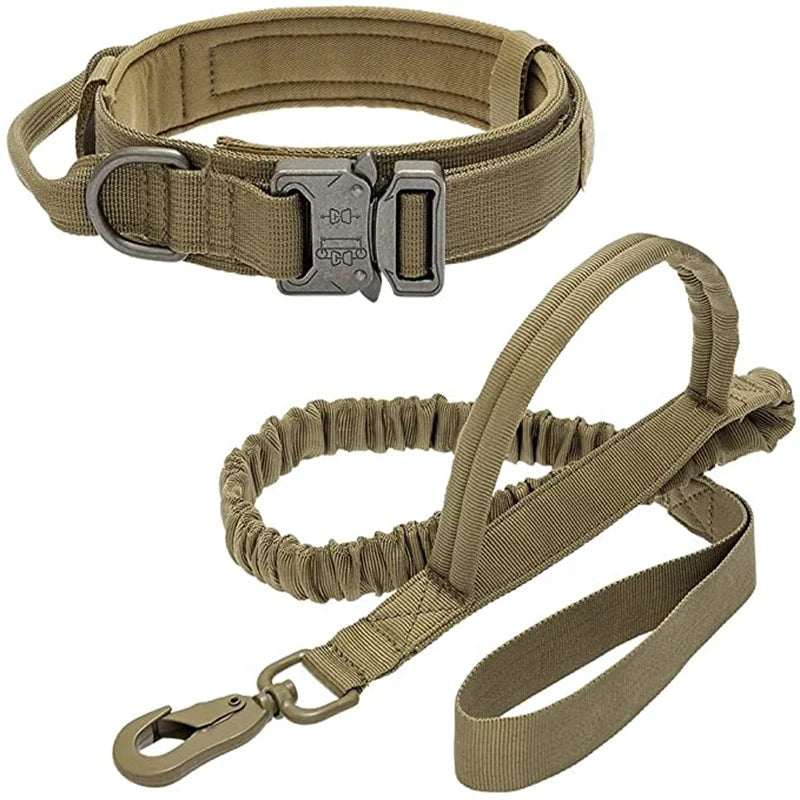 COOYOMOO Durable Tactical Dog Collar Leash Set Adjustable Military