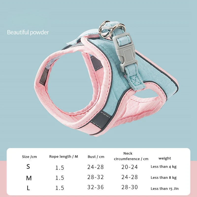 Cat Harness Leash Set Reflective Strip Suede Comfort Kitten