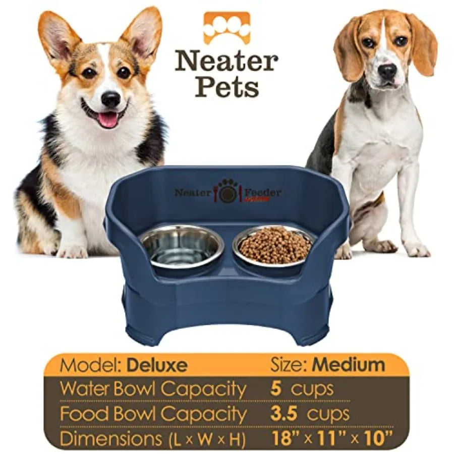 Deluxe No Spill Mess Proof Raised Dog Bowls Stand USA