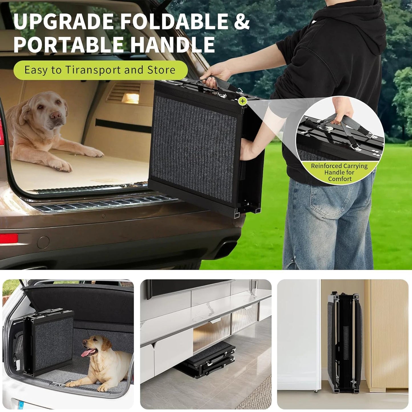HiMISS Upgraded Folding Dog Ramp For Cars Non Slip Surface 250 Lbs