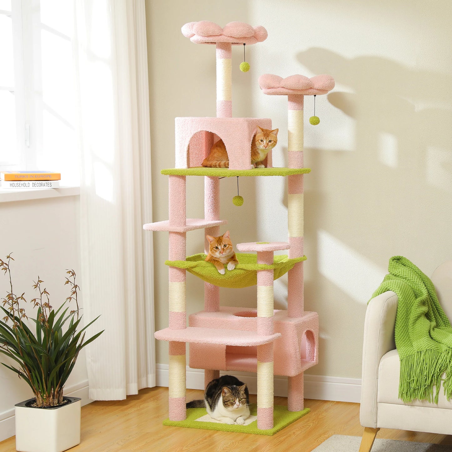 PEQULTI Multi Level Cat Tree Tower With Scratching Posts Hammock
