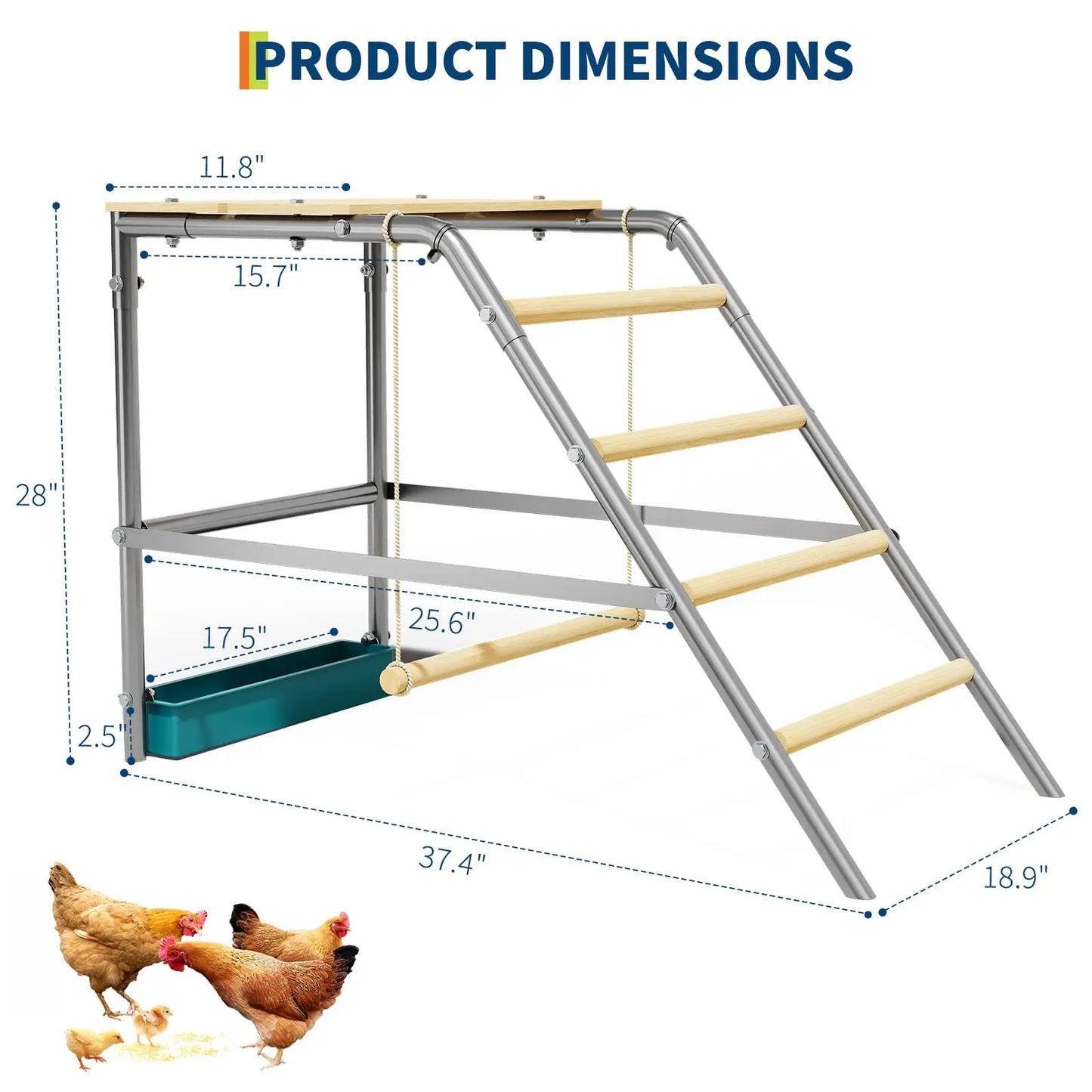 HiMISS Multi-Tier Galvanized Steel Chicken Roost With Wooden Perch For Coop