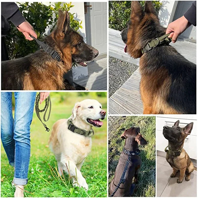 COOYOMOO Durable Tactical Dog Collar Leash Set Adjustable Military