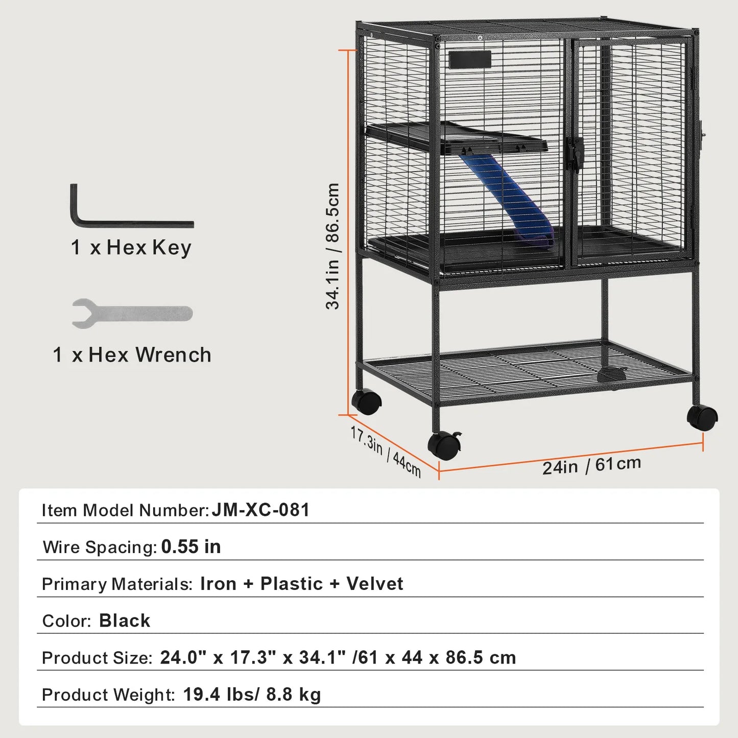 Succebuy Large Sixty-Four Inch Tier Rolling Metal Ferret Cage For Small Animals