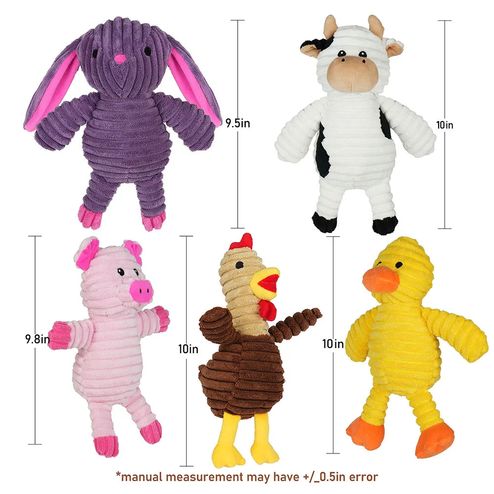 5 Pack Dog Plush Squeaky Toys Bundle for Small to Large Dogs