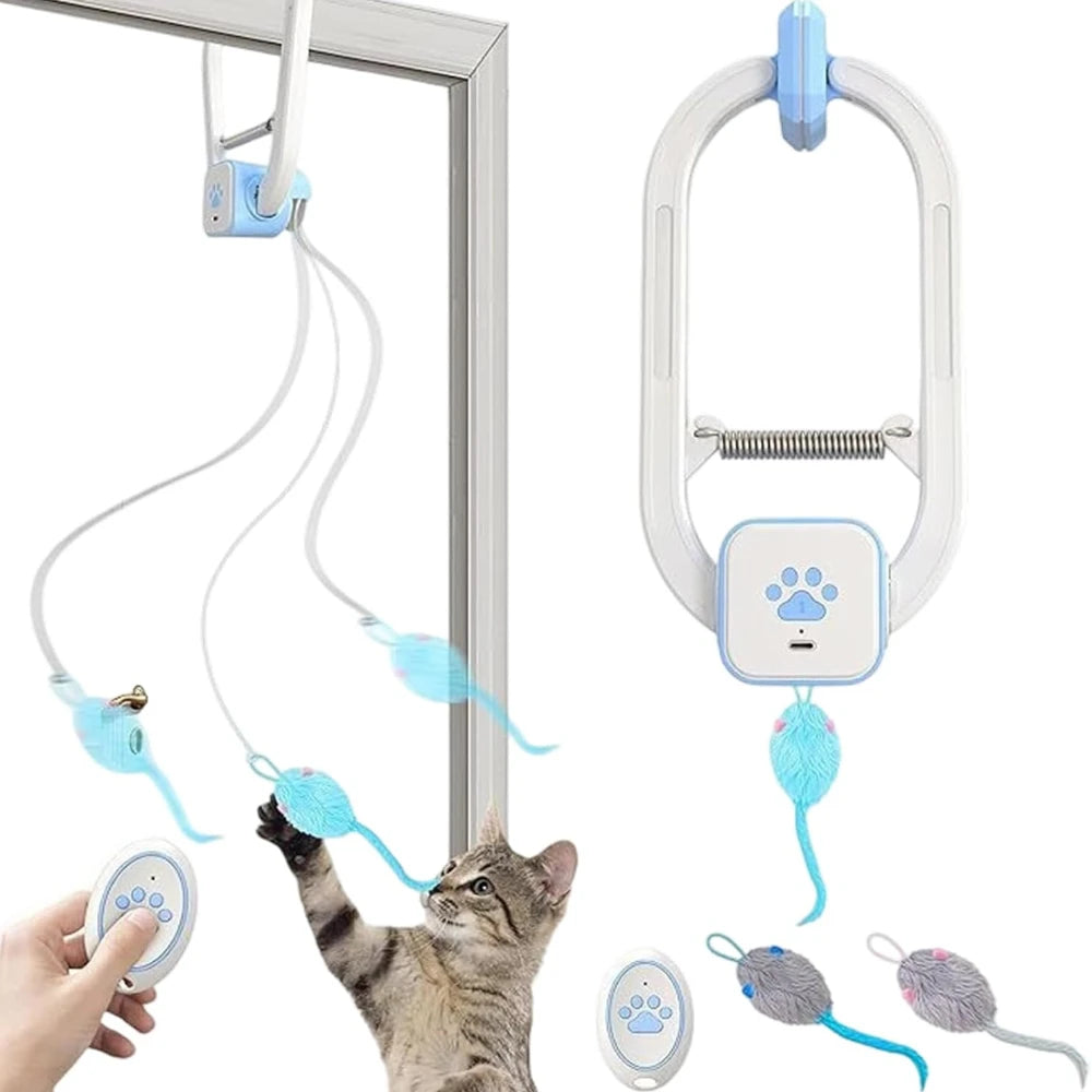 Self Playing Cat Toy Automatic Retractable Door Teaser Indoor Cats