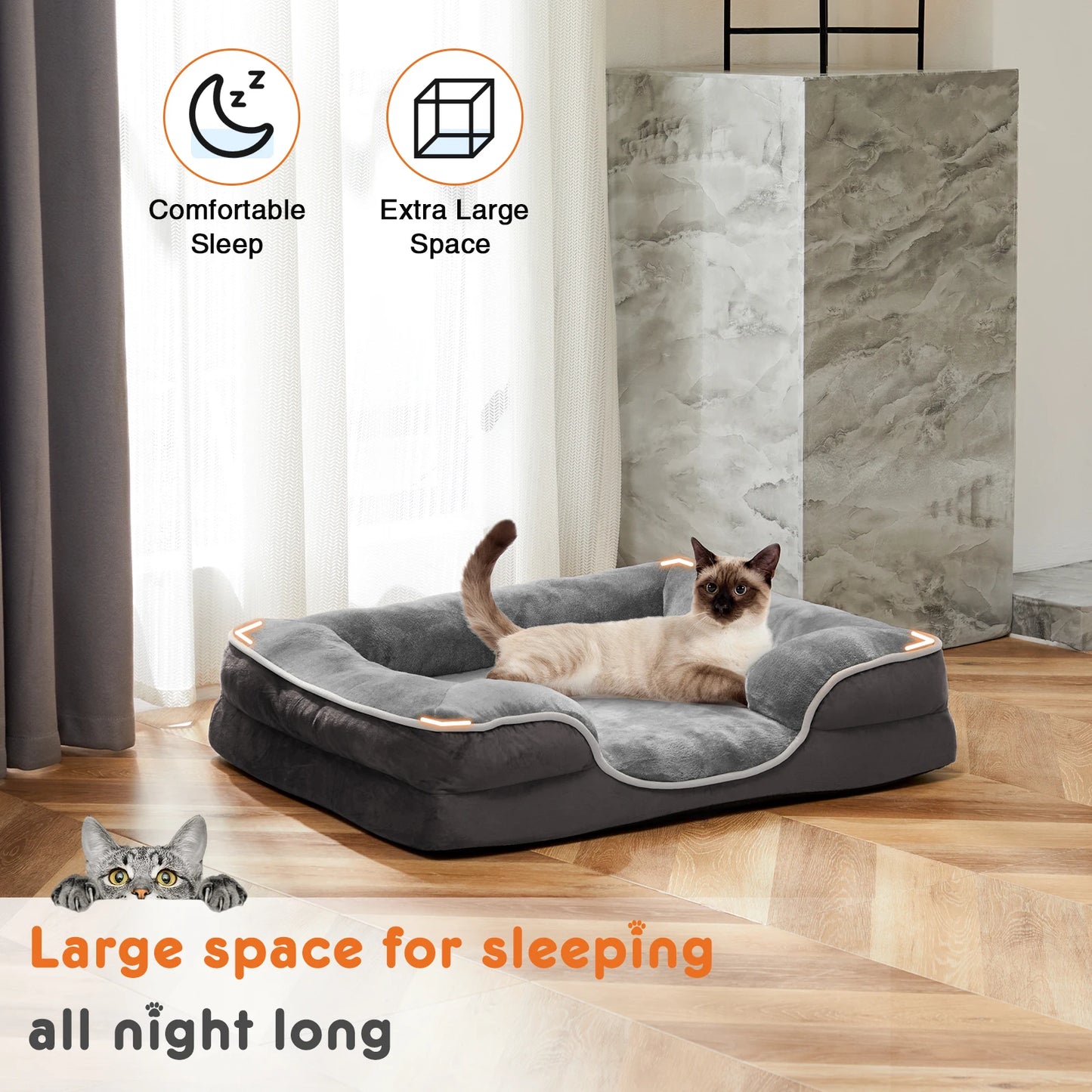 JHK Orthopedic Memory Foam Dog Bed For Small Dogs Cats With Removable Cover