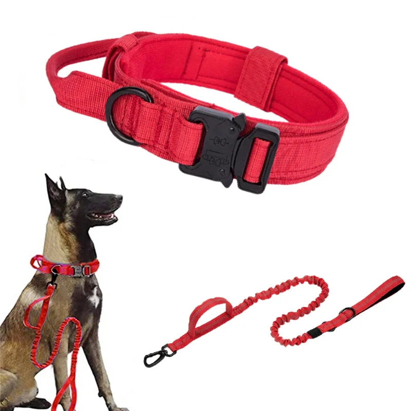 COOYOMOO Durable Tactical Dog Collar Leash Set Adjustable Military