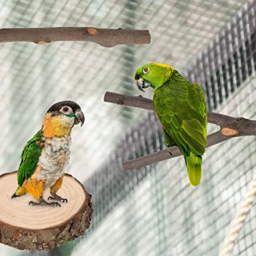 Natural Wood Bird Perch Stand Toy For Parakeets And Cockatiels