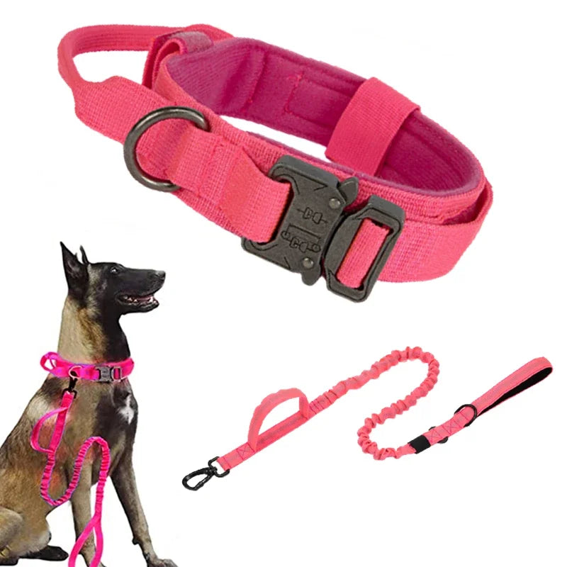 COOYOMOO Durable Tactical Dog Collar Leash Set Adjustable Military