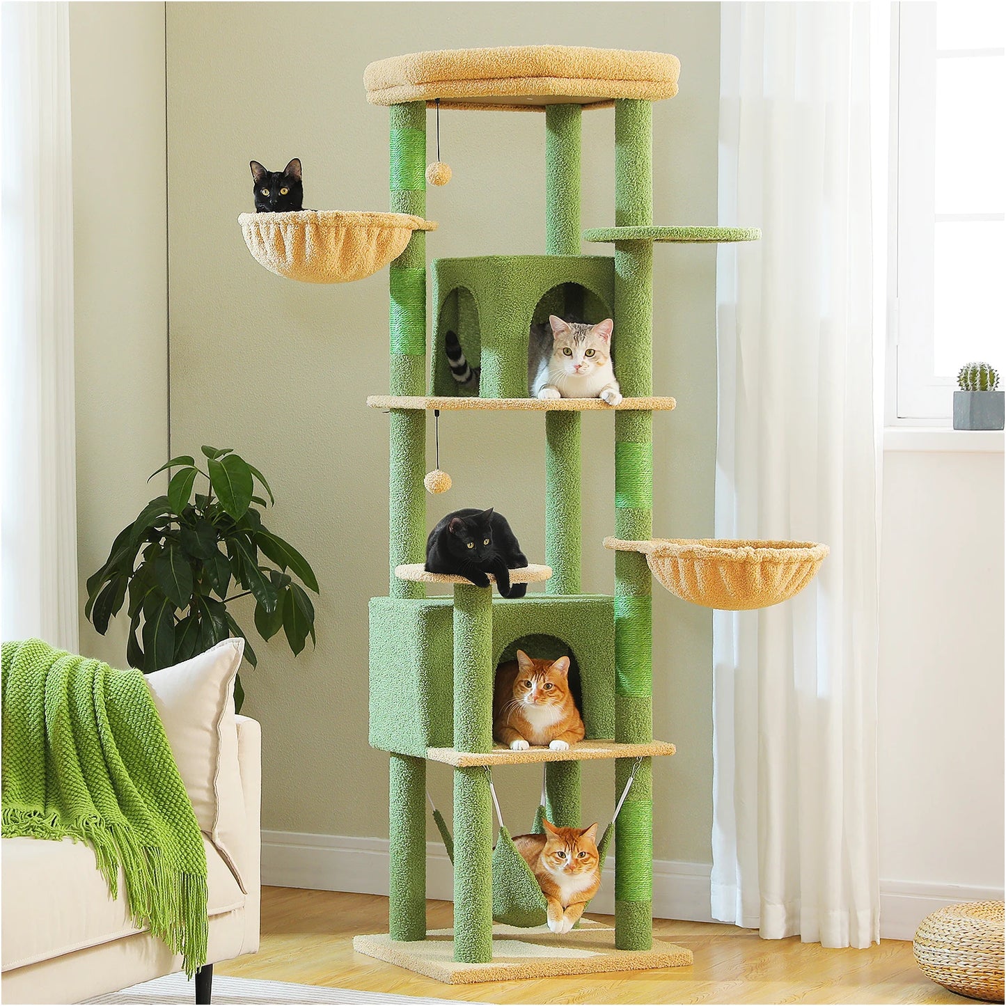 PAWZ Road Tall Cat Tree With Scratching Posts And Five Levels