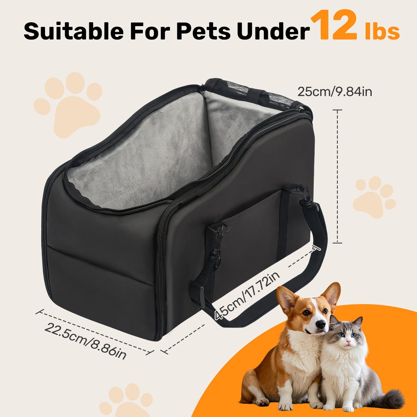 Removable Washable Car Pet Seat for Small Dogs and Cats Portable Bed