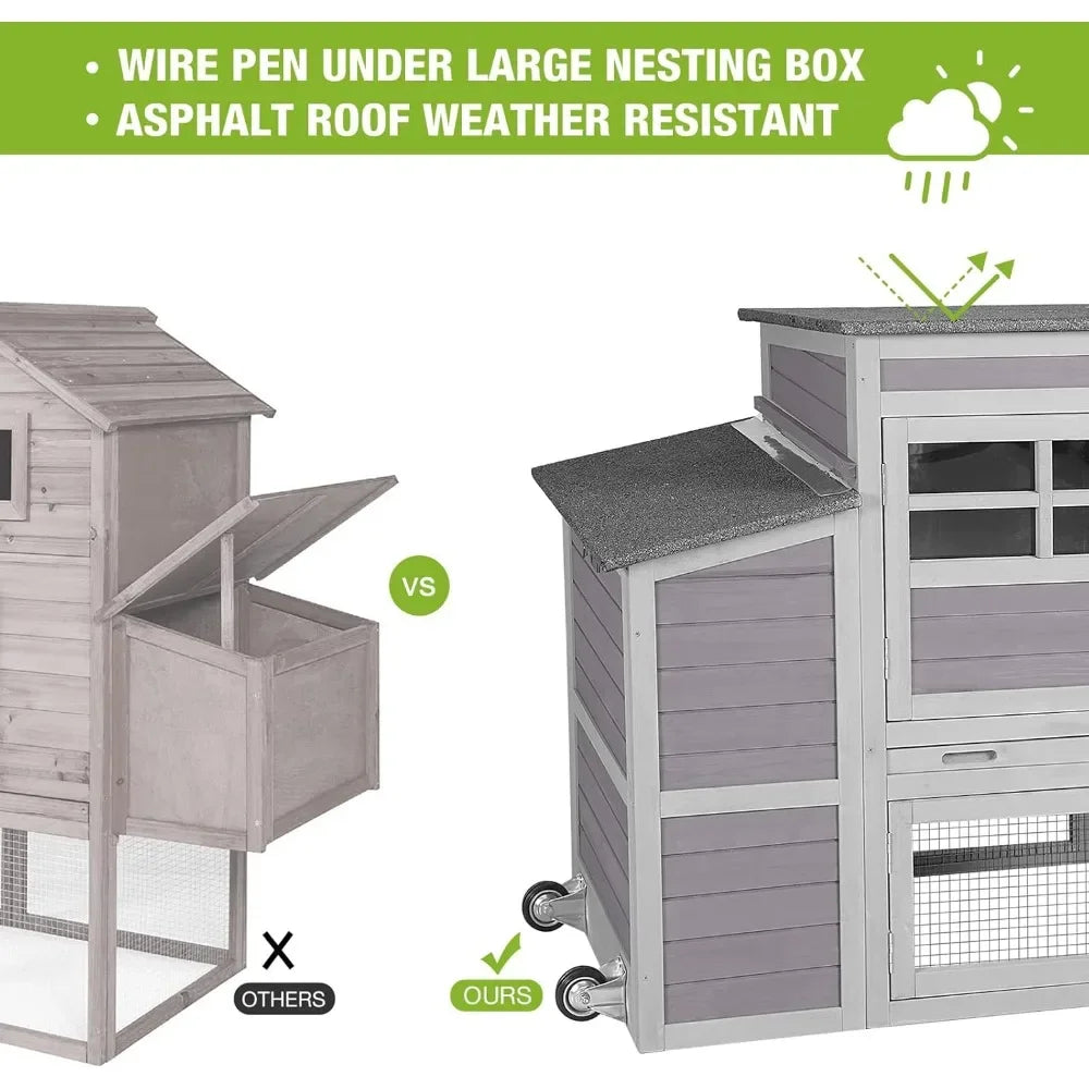 Wooden Chicken Coop With Run And Nest Box For Outdoors