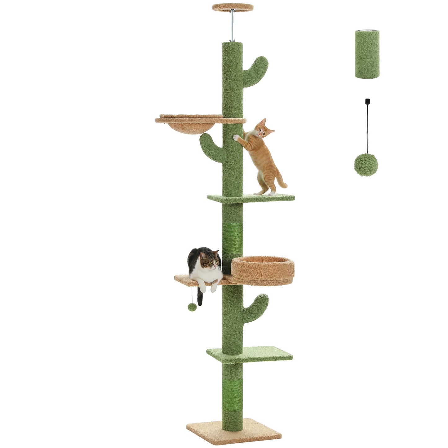 PEQULTI Adjustable Height Cat Tree Floor To Ceiling With Hammock
