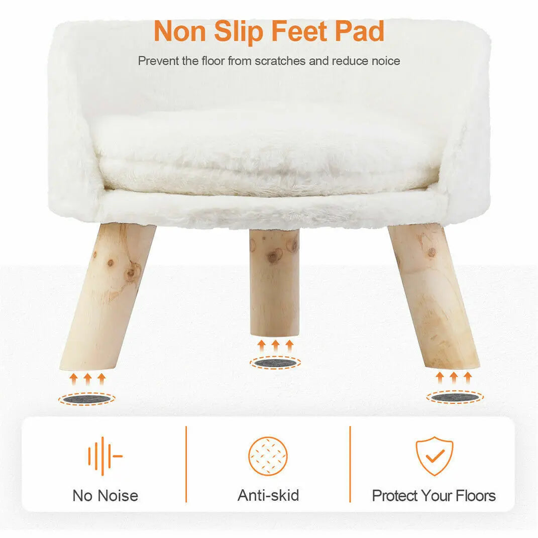 Soft Dog or Cat Bed With Plush Fabric Cushion And Wooden Legs