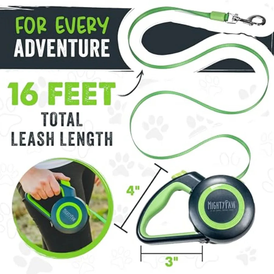 Retractable Dog Leash 16ft Heavy Duty Reflective Nylon Tape Lead