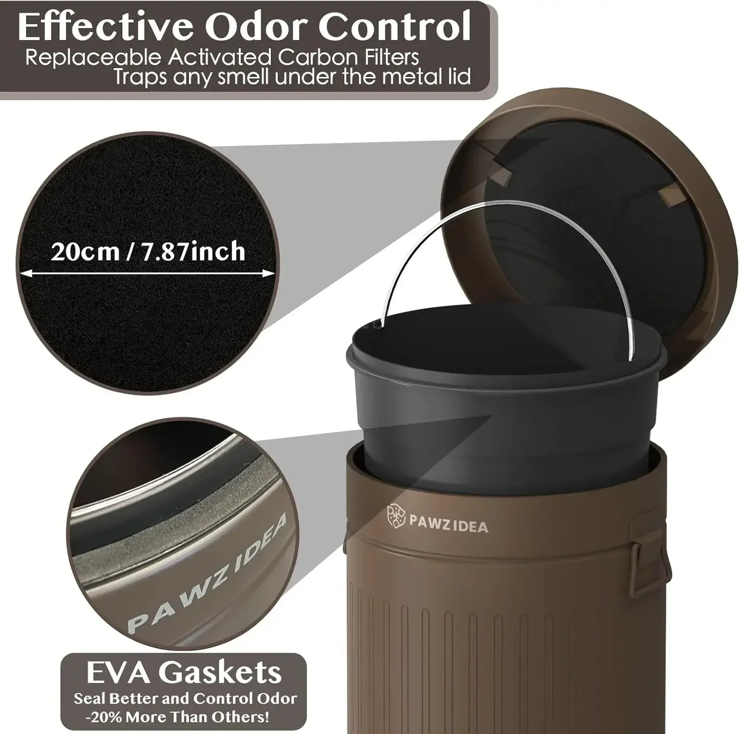 Dog Poop Trash Can Outdoor Odor Control With Carbon Filter
