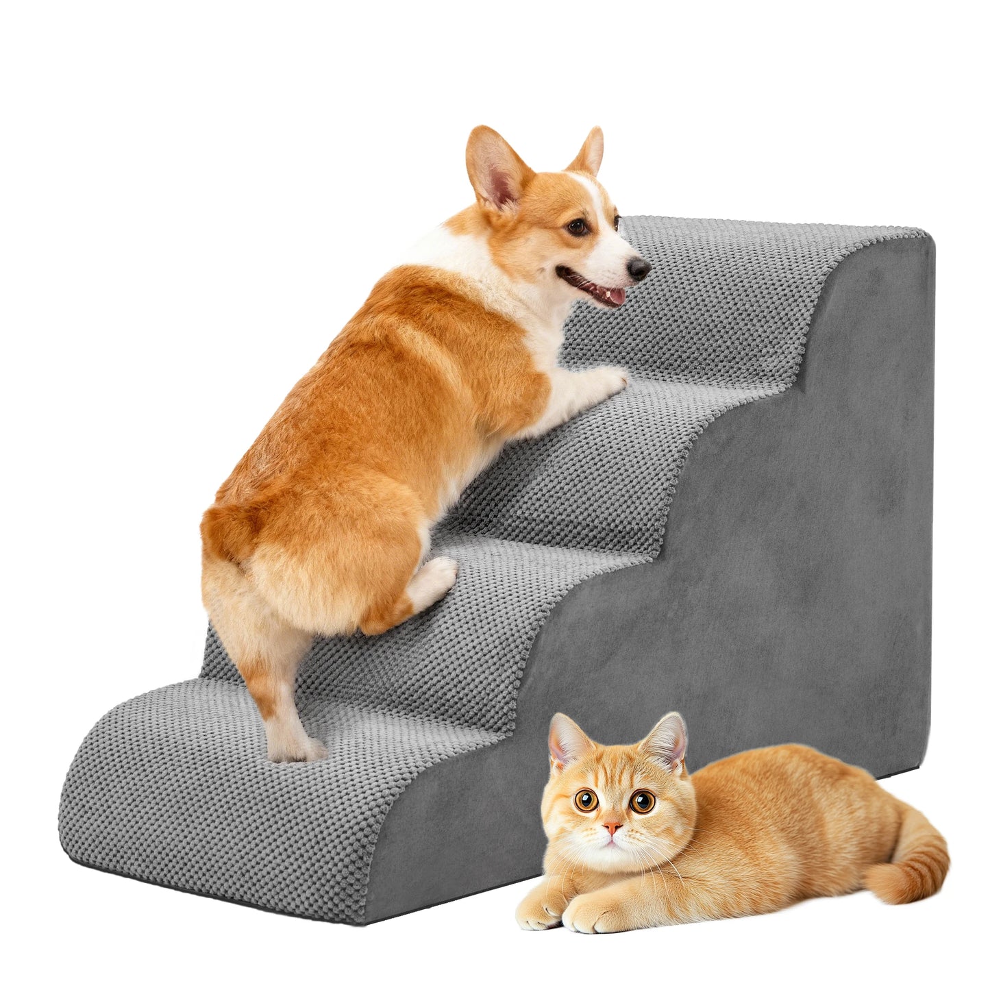 High-Density Foam Dog Stairs Indoor Non-Slip 3-5 Steps
