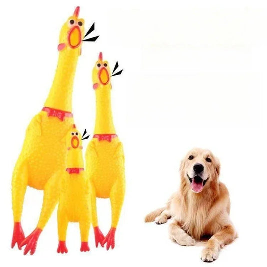 DKSTINYE Squeaky Screaming Chicken Rubber Dog Toy With Squeaker