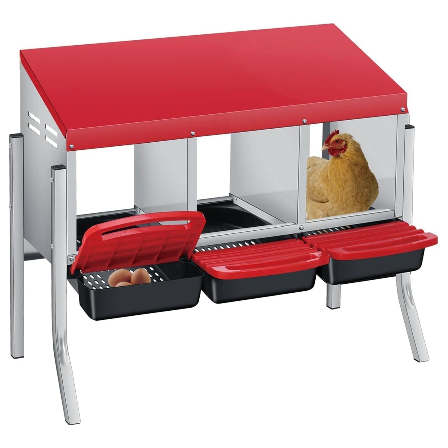TWISTER.CK Automatic Roll-Out Metal Nesting Box Waterproof Steel Lay Coop