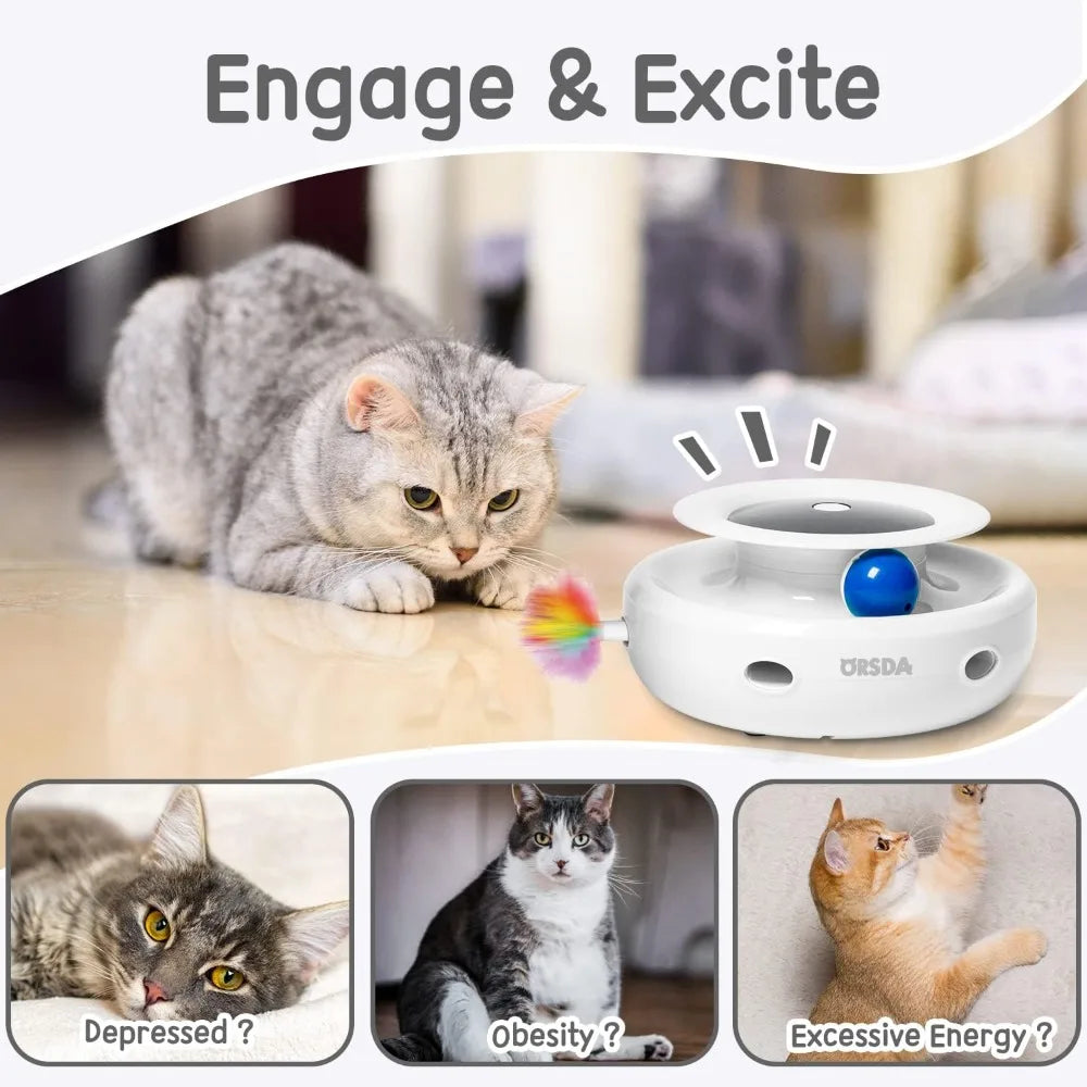 XIUWO 2in1 Interactive Cat Toy Balls and Ambush Electronic Mice With Timer