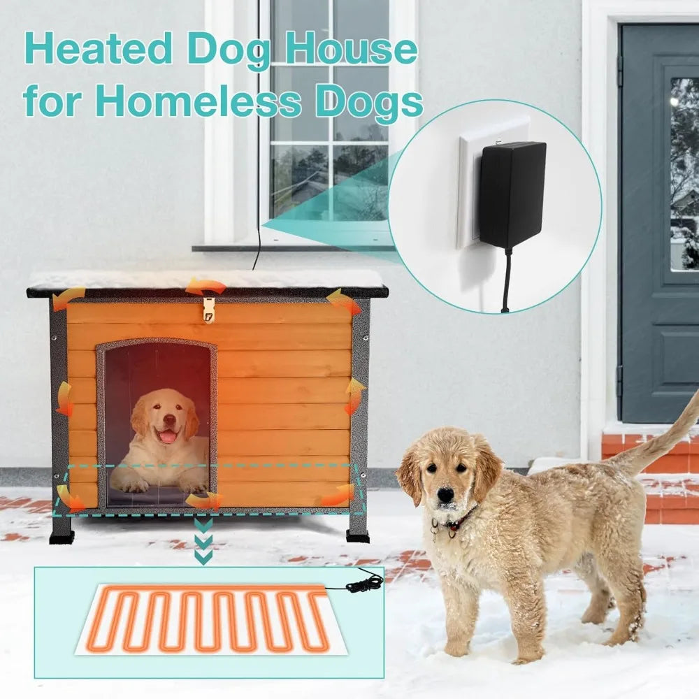 Outdoor Heated Dog House With Anti Chew Frame Insulated Shelter