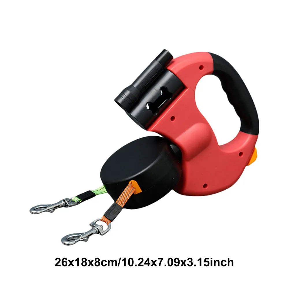 Alloet Double Headed Dog Leash With 360 Degree Swivel Retractable