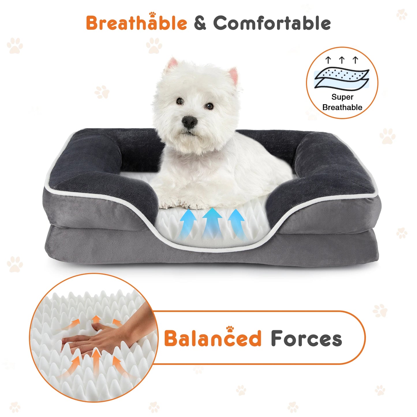 JHK Orthopedic Memory Foam Dog Bed For Small Dogs Cats With Removable Cover