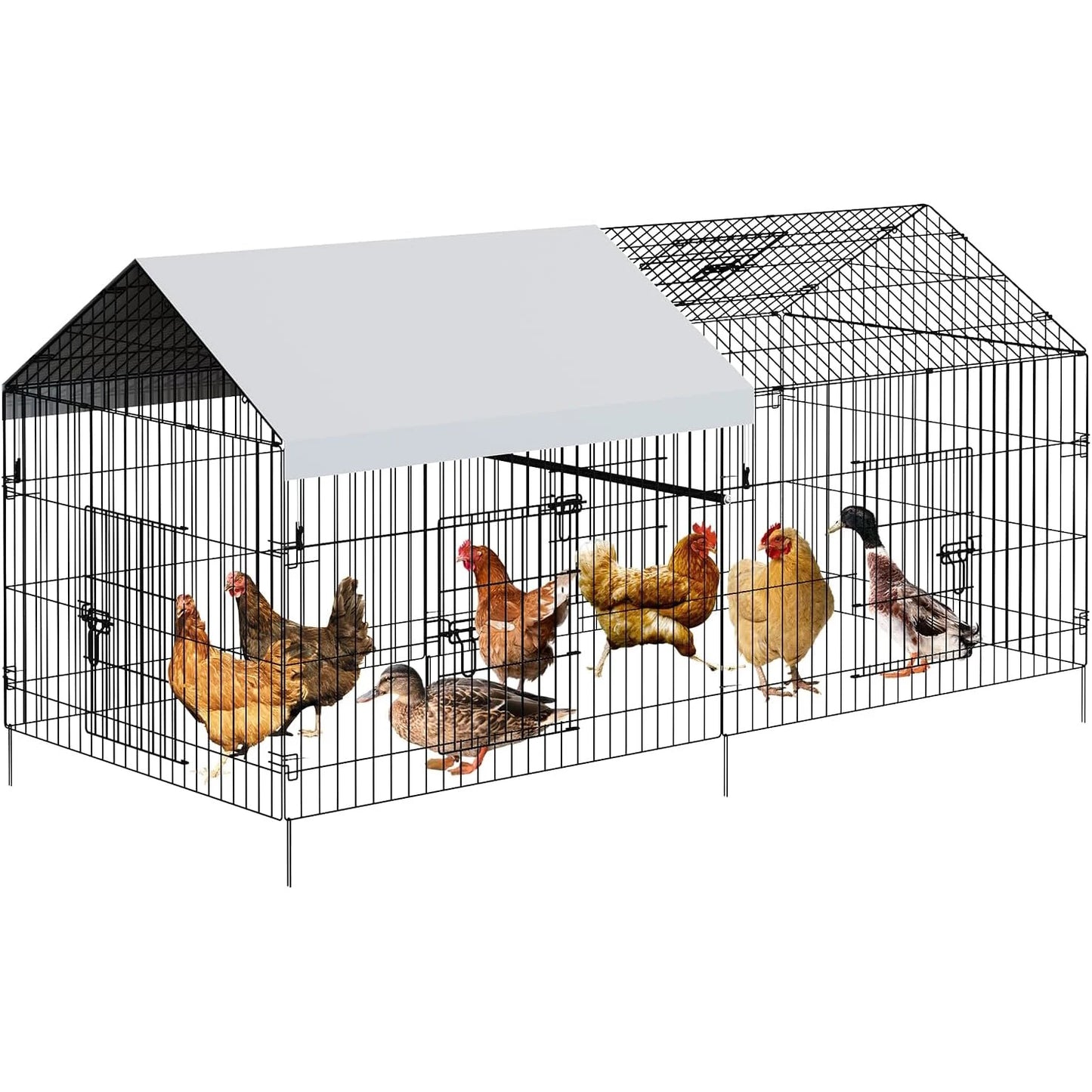 Himiss Heavy Duty Metal Walk-In Chicken Coop Outdoor Poultry Enclosure
