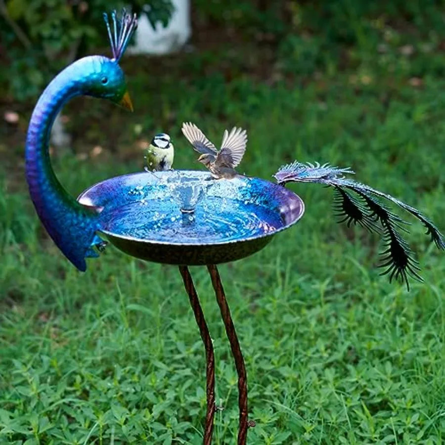 Peacock Bird Bath for Outdoor Garden and Lawn Decor