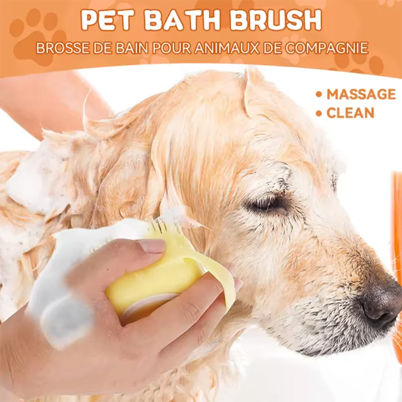 Pet Bath Massage Brush Silicone Safe Grooming Tool For Dogs And Cats