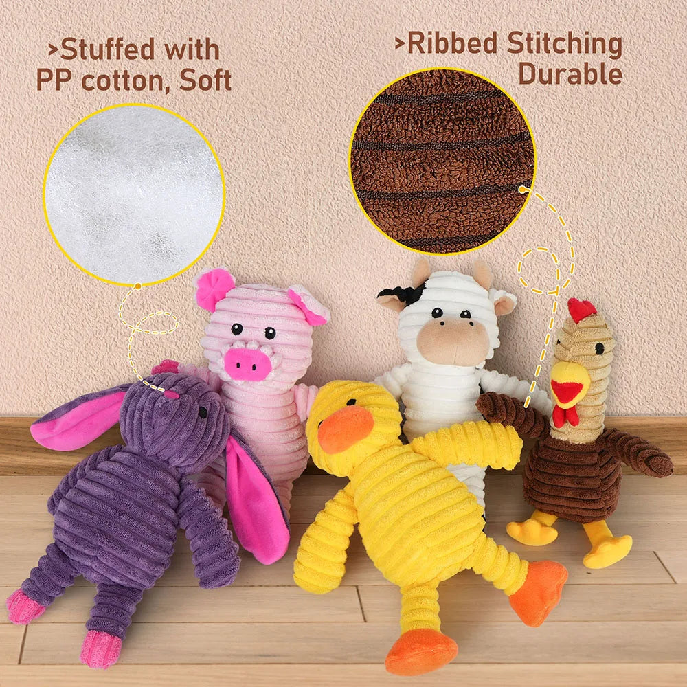 5 Pack Dog Plush Squeaky Toys Bundle for Small to Large Dogs