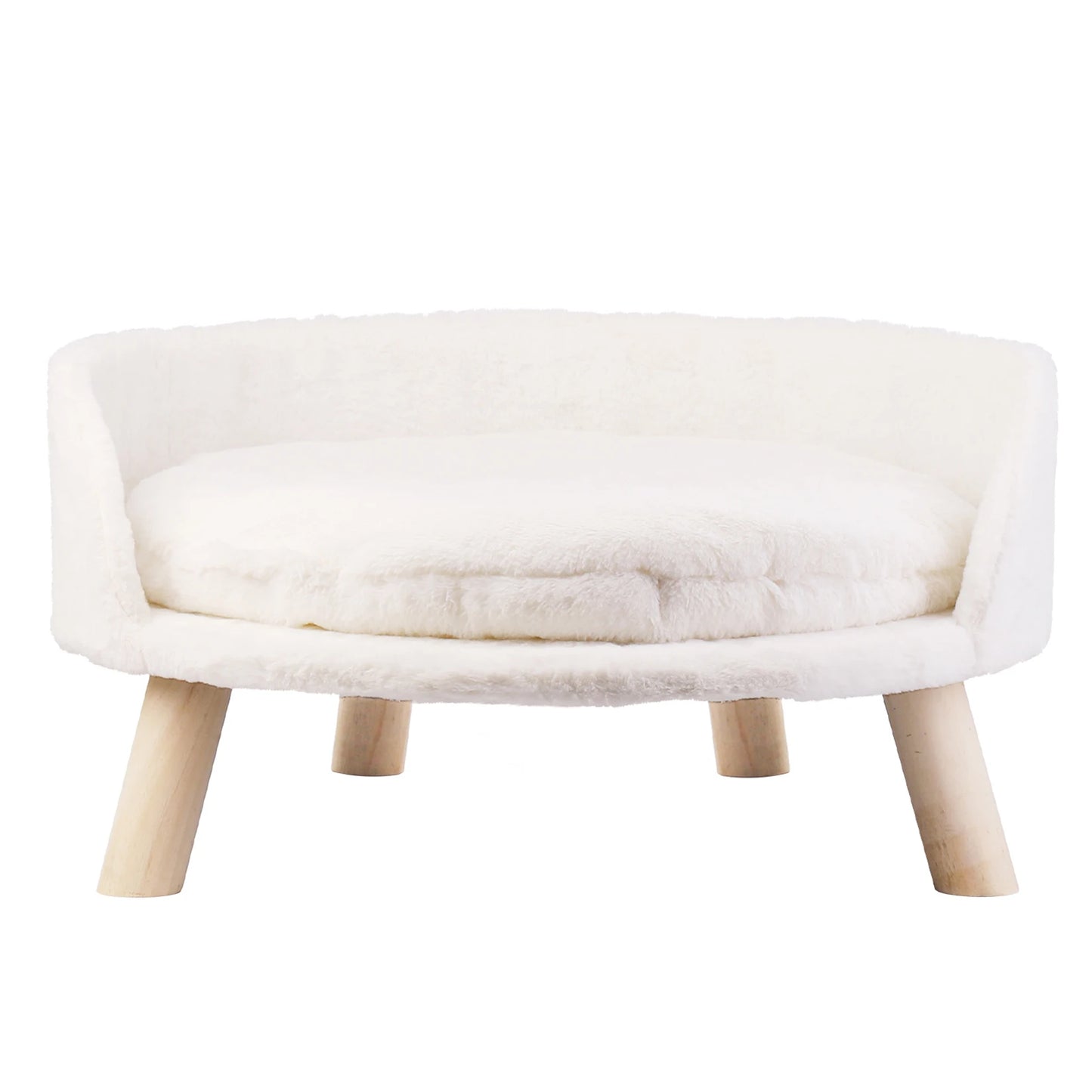 Soft Dog or Cat Bed With Plush Fabric Cushion And Wooden Legs