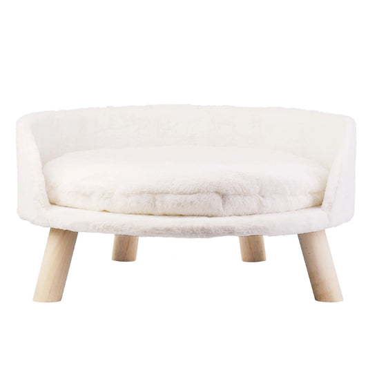 Soft Dog or Cat Bed With Plush Fabric Cushion And Wooden Legs