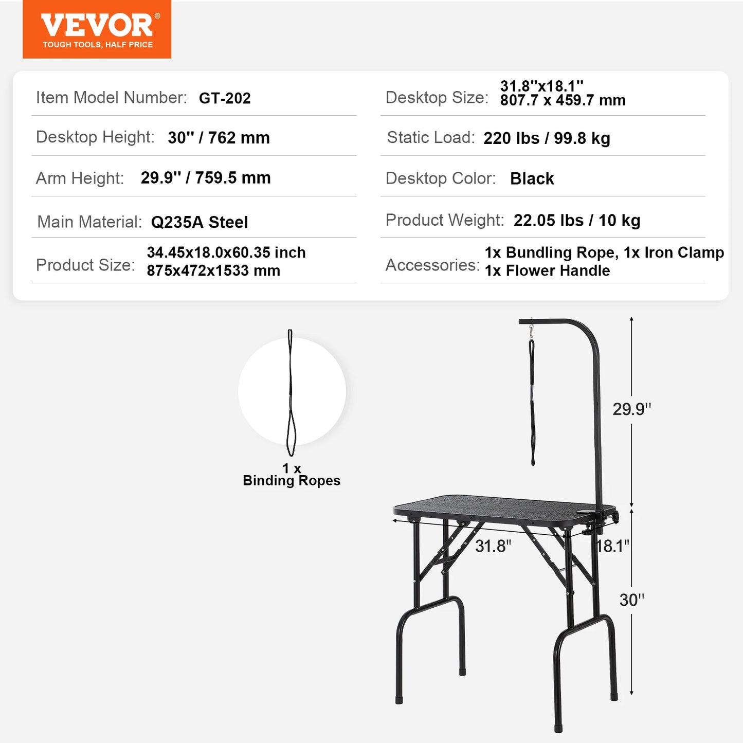 SucceBuy Stainless Steel Pet Grooming Table With Clamp And Loop
