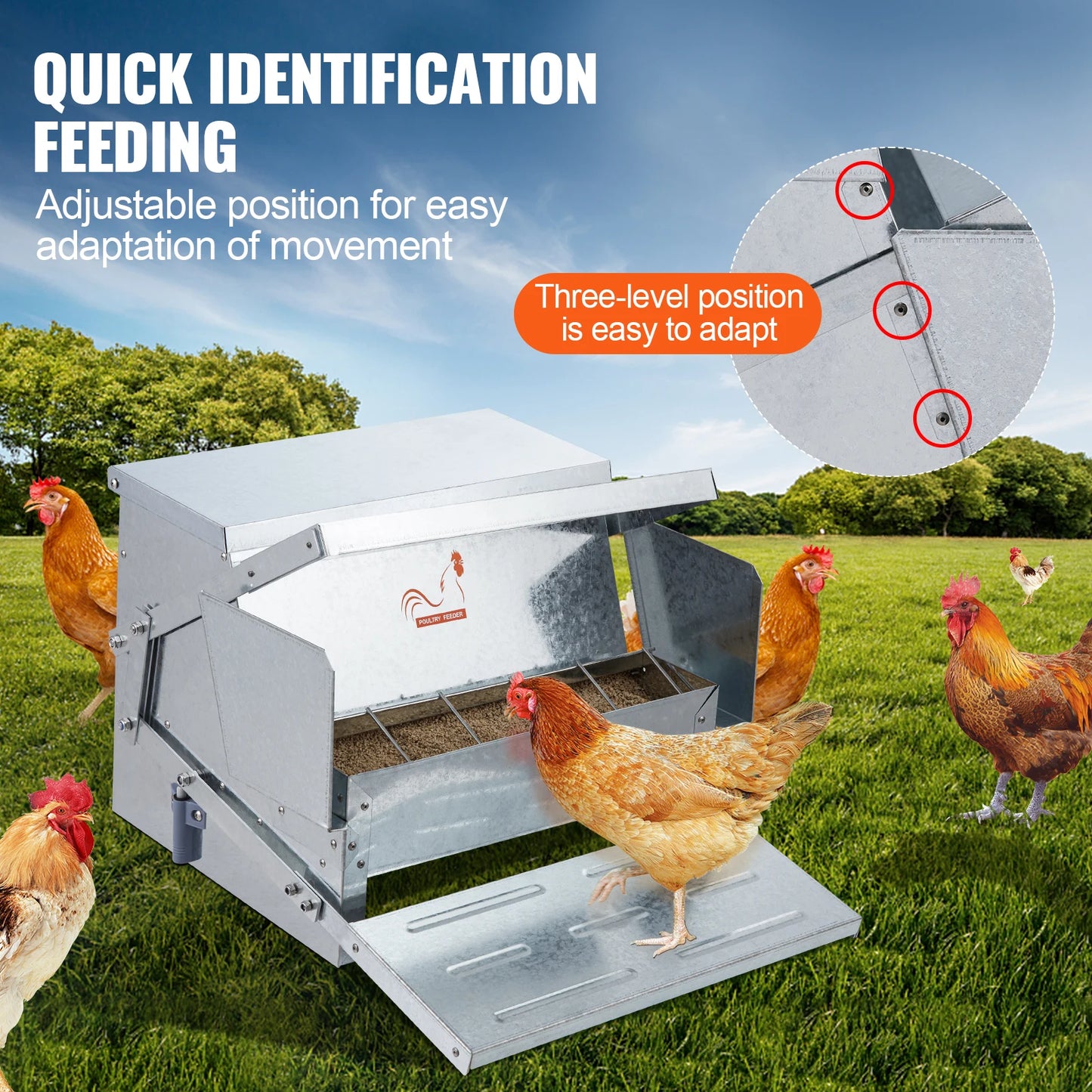 SucceBuy Automatic Galvanized Steel Chicken Feeder For Poultry